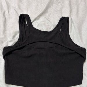 Black Ribbed Cut-Out Tank Top